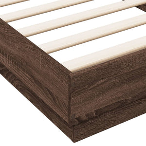 LED Bettgestell Braun Eiche 100x200 cm