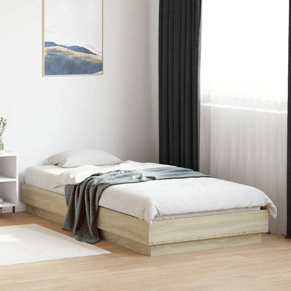 Bettgestell mit LED 90x200 cm Sonoma-Eiche
