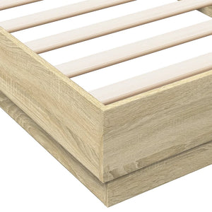 Bettgestell mit LED 90x200 cm Sonoma-Eiche