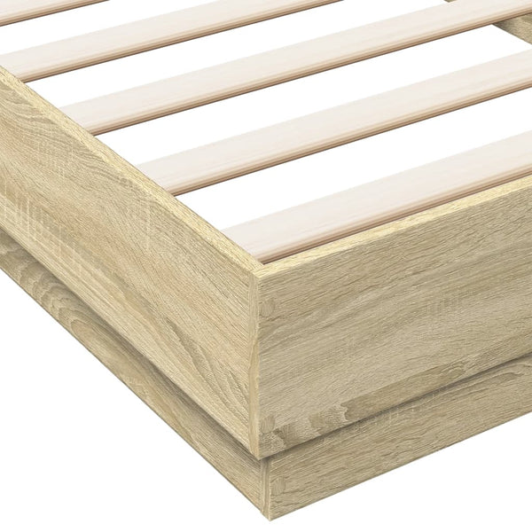 Bettgestell mit LED 90x200 cm Sonoma-Eiche