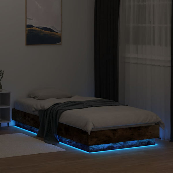 Bettgestell Räuchereiche mit LED 90x200 cm