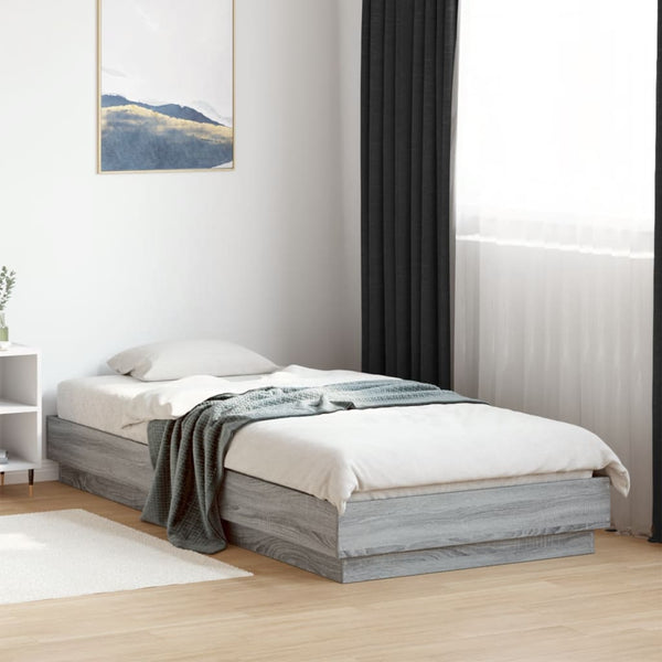Bettgestell mit LED 90x200 cm Grau