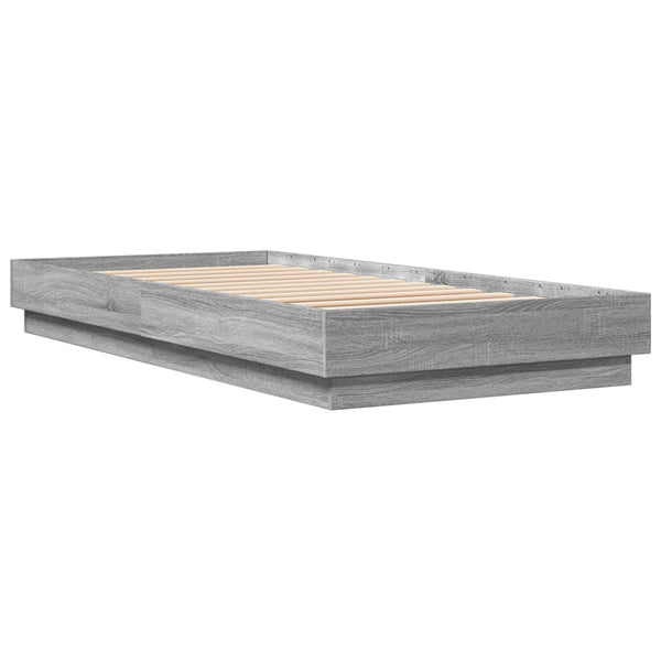 Bettgestell mit LED 90x200 cm Grau