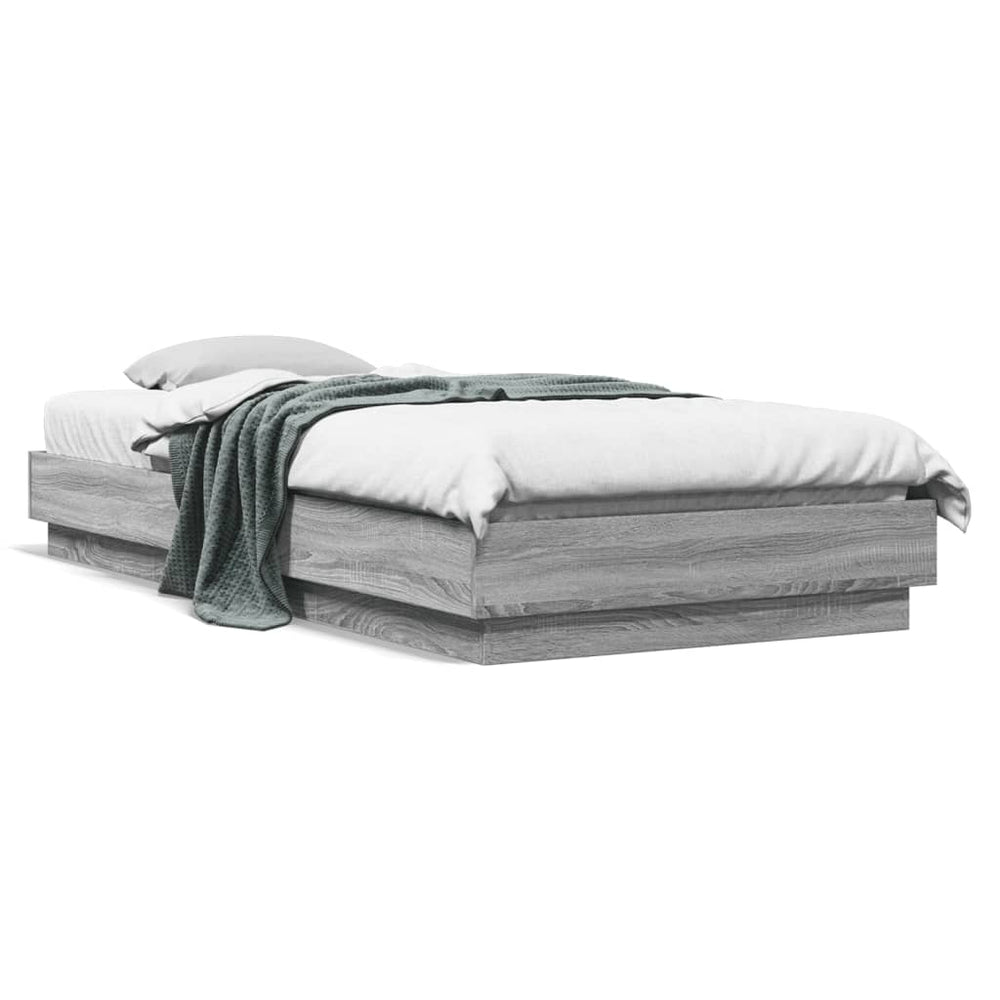 vidaXL Cadre de lit avec LED Gris Chêne Sonoma 90x200 cm