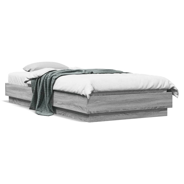 Bettgestell mit LED 90x200 cm Grau