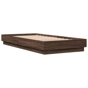 Bettgestell mit LED 90x200 cm Braun Eiche-Optik