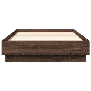 Bettgestell mit LED 90x200 cm Braun Eiche-Optik