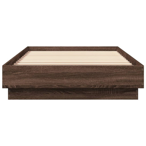 Bettgestell mit LED 90x200 cm Braun Eiche-Optik