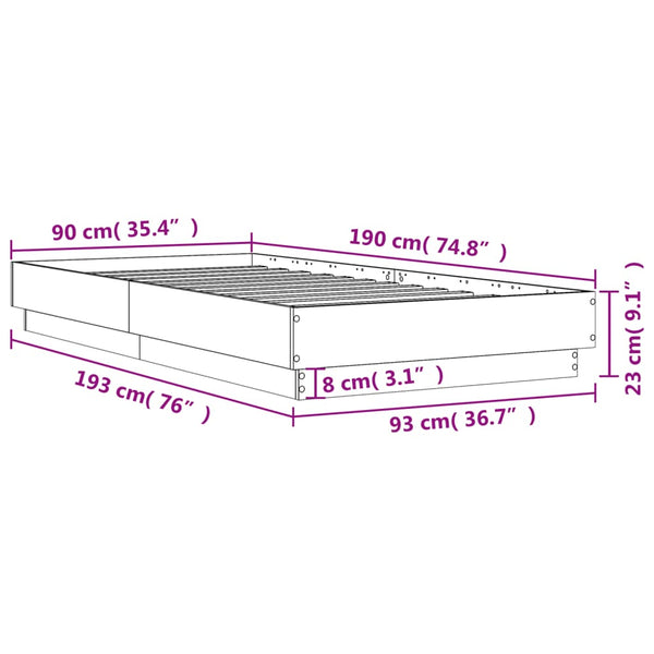 Bettgestell mit LED Weiß 90x190 cm