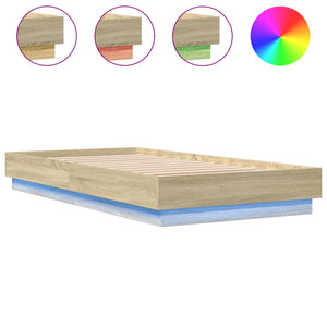 Bettgestell mit LED 90x190 cm Sonoma-Eiche