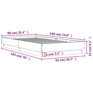 Bettgestell mit LED 90x190 cm Sonoma-Eiche