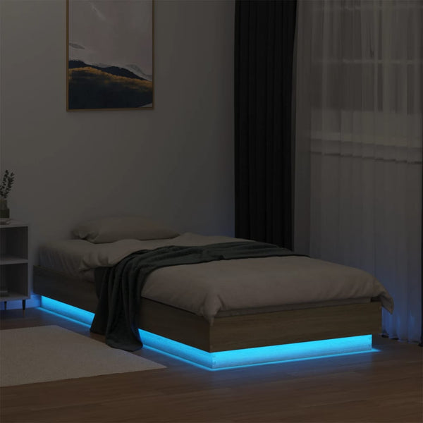 Bettgestell mit LED 90x190 cm Sonoma-Eiche
