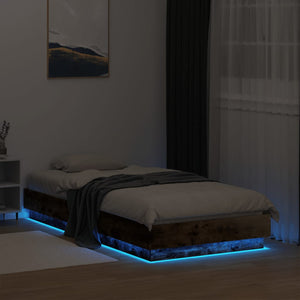 LED Bettgestell Räuchereiche 90x190 cm