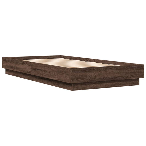 Bettgestell mit LED 90x190 cm Braun Eiche