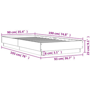 Bettgestell mit LED 90x190 cm Braun Eiche