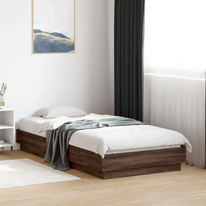 Bettgestell mit LED 90x190 cm Braun Eiche