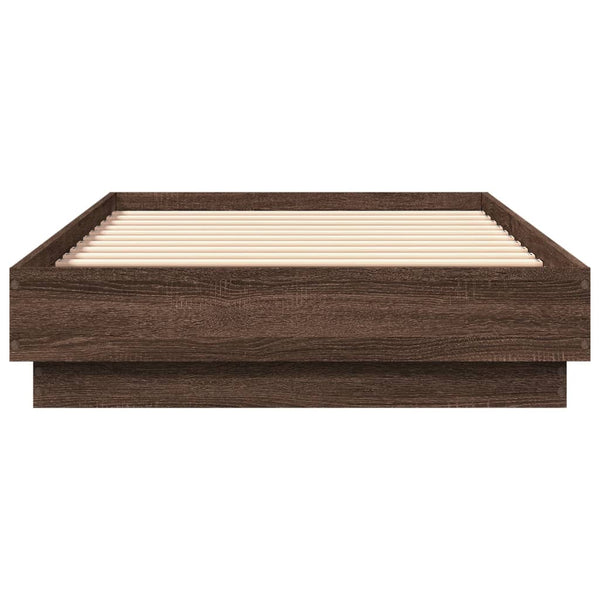 Bettgestell mit LED 90x190 cm Braun Eiche