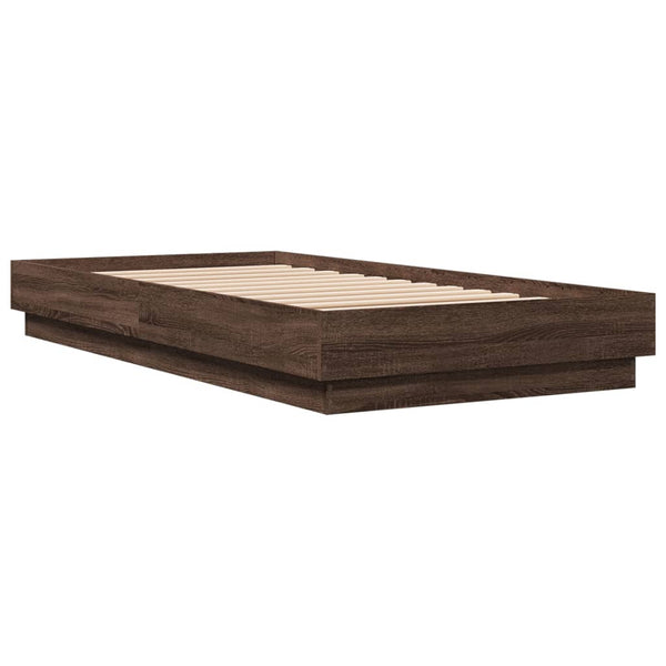 Bettgestell mit LED 90x190 cm Braun Eiche