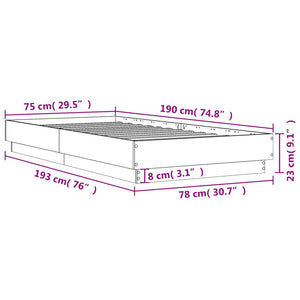 Bettgestell mit LED Weiß 75x190 cm