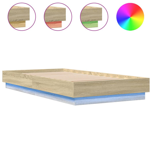 Bettgestell mit LED 75x190 cm Sonoma-Eiche