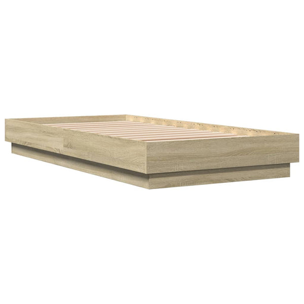 Bettgestell mit LED 75x190 cm Sonoma-Eiche