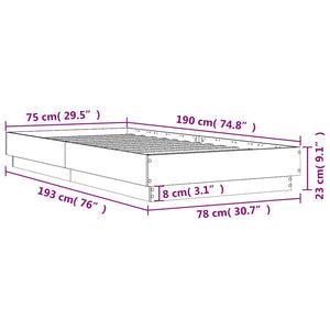 Bettgestell Räuchereiche mit LED 75x190 cm