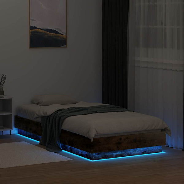 Bettgestell Räuchereiche mit LED 75x190 cm