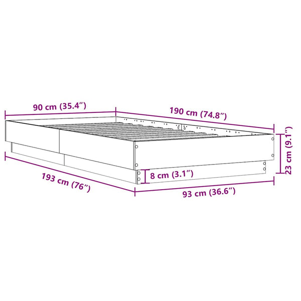 Bettgestell Schwarz 90x190 cm