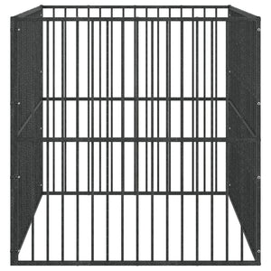 Hundelaufstall 4-tlg. Schwarz Verzinkter Stahl