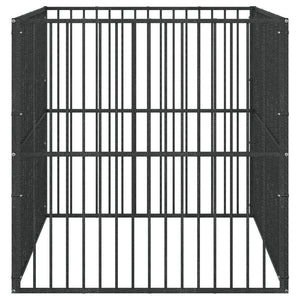 Hundelaufstall 4-tlg. Schwarz Verzinkter Stahl