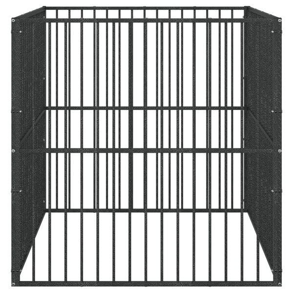 Hundelaufstall 4-tlg. Schwarz Verzinkter Stahl