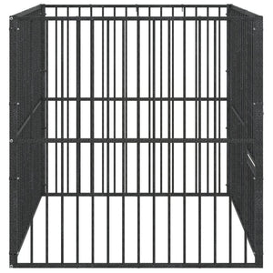 Hundelaufstall 4-tlg. Schwarz Verzinkter Stahl