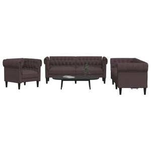 3-teilige Sofagarnitur Dunkelbraun Stoff