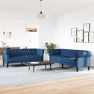 2-teilige blaue Sofagarnitur