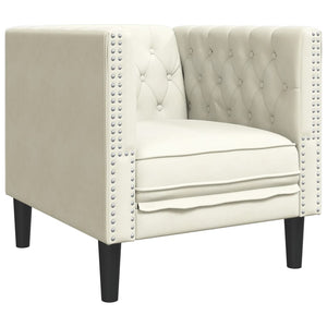3-tlg. Chesterfield Sofa Set Creme Kunstleder