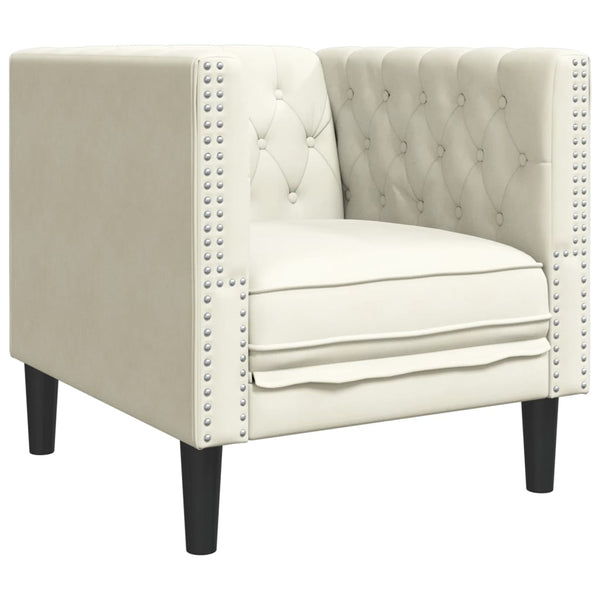 3-tlg. Chesterfield Sofa Set Creme Kunstleder