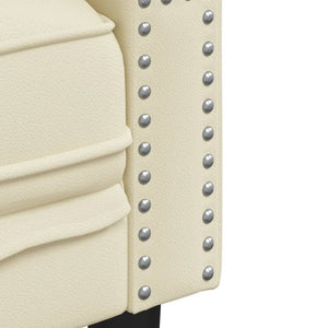 3-tlg. Chesterfield Sofa Set Creme Kunstleder