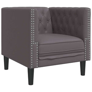 3-tlg. Chesterfield Sofa Set Grau Kunstleder
