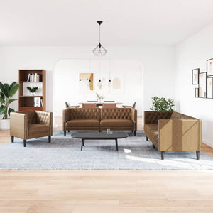 3-teiliges Chesterfield Sofa Set Braun