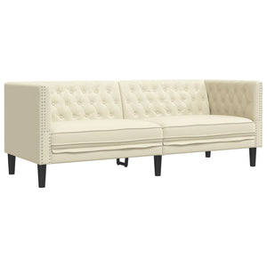 Chesterfield Sofa Set Creme Kunstleder 2-teilig
