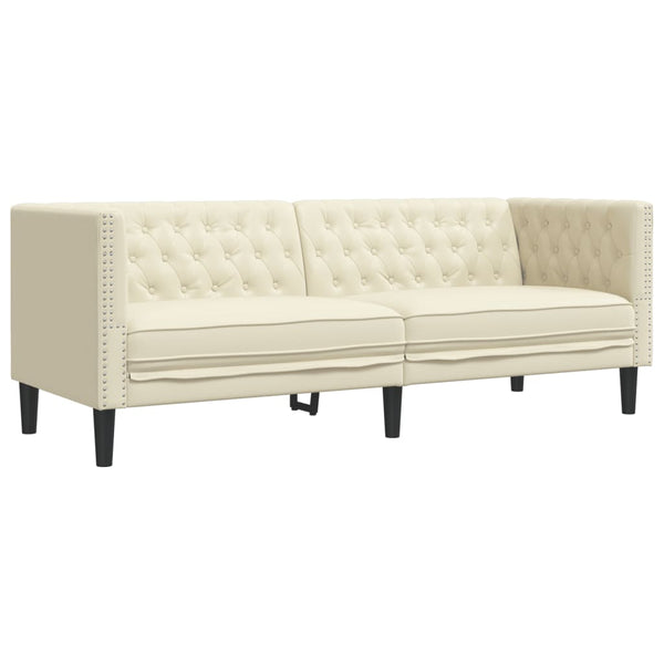 Chesterfield Sofa Set Creme Kunstleder 2-teilig