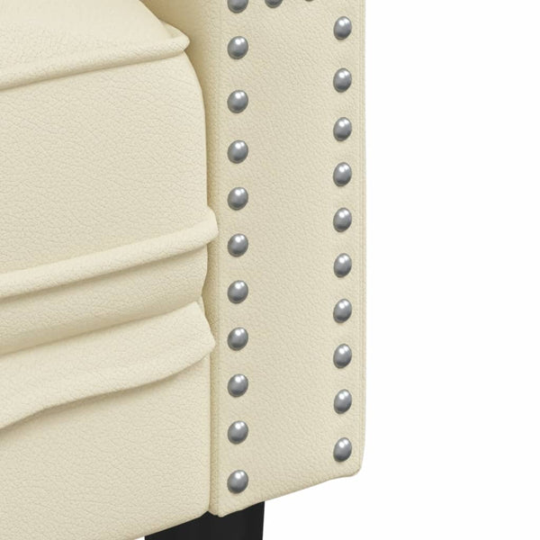Chesterfield Sofa Set Creme Kunstleder 2-teilig