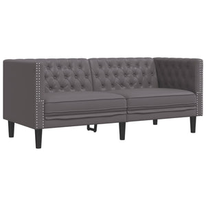 Chesterfield Sofa Set 2-teilig Grau Kunstleder