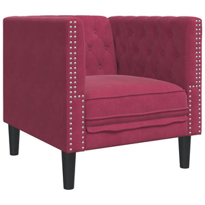 3-tlg. Chesterfield Sofa Set Weinrot Samt