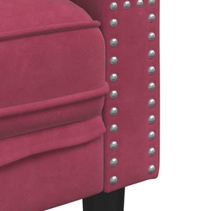 3-tlg. Chesterfield Sofa Set Weinrot Samt