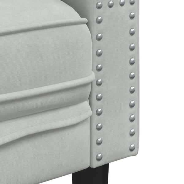 Chesterfield Sofa Set Hellgrau Samt 2-teilig