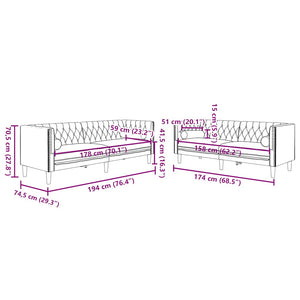 2-tlg. Dunkelgrünes Chesterfield Sofa-Set mit Nackenrollen