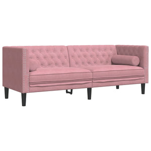 Chesterfield Sofa Set Rosa Samt, 2-teilig