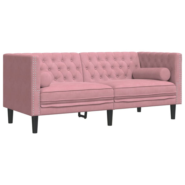 Chesterfield Sofa Set Rosa Samt, 2-teilig