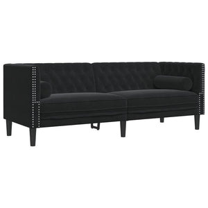 Chesterfield Sofa Set 2-teilig Schwarz Samt